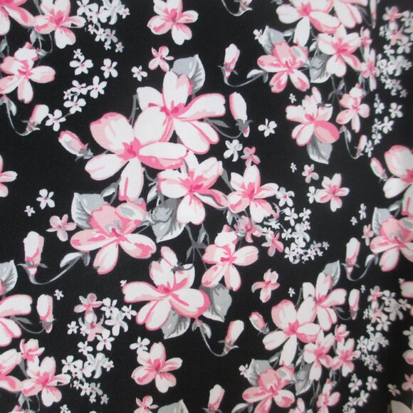 Rene Rofe Women's Black Pink Floral Sleepwear Open Robe Lightweight Size L - Picture 4 of 5